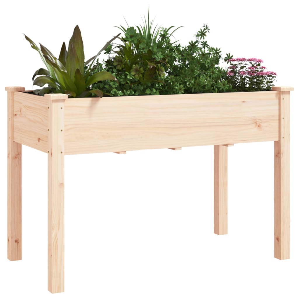 Plantenbak met voering 161x45x76 cm massief vurenhout