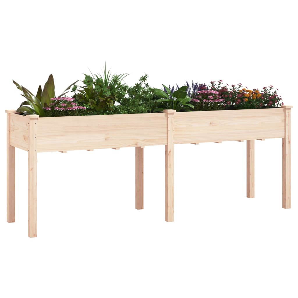 Plantenbak met voering 161x45x76 cm massief vurenhout