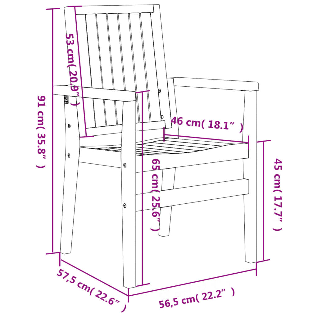 Tuinstoelen stapelbaar 2 st 56,5x57,5x91 cm massief teakhout