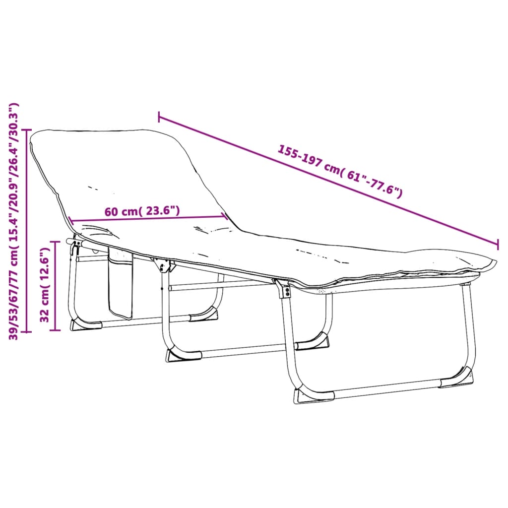 Chaise longue pliable en tissu