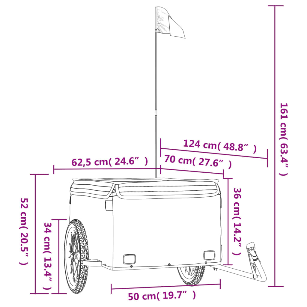 Fietstrailer 30 kg ijzer en