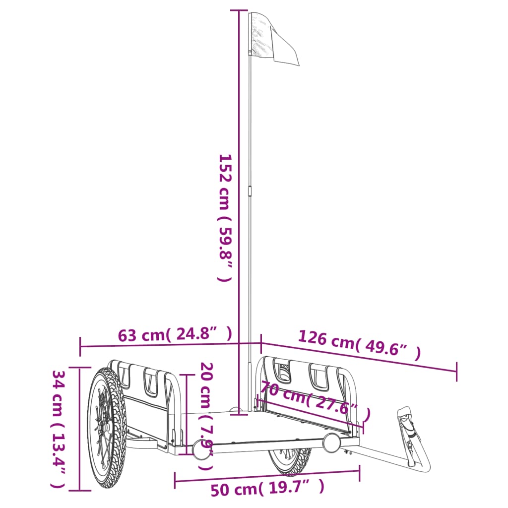 Fietstrailer oxford stof en ijzer