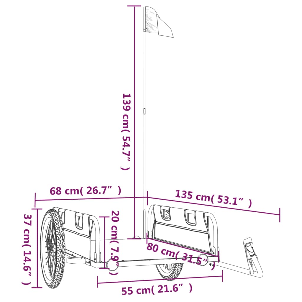 Fietstrailer oxford stof en ijzer