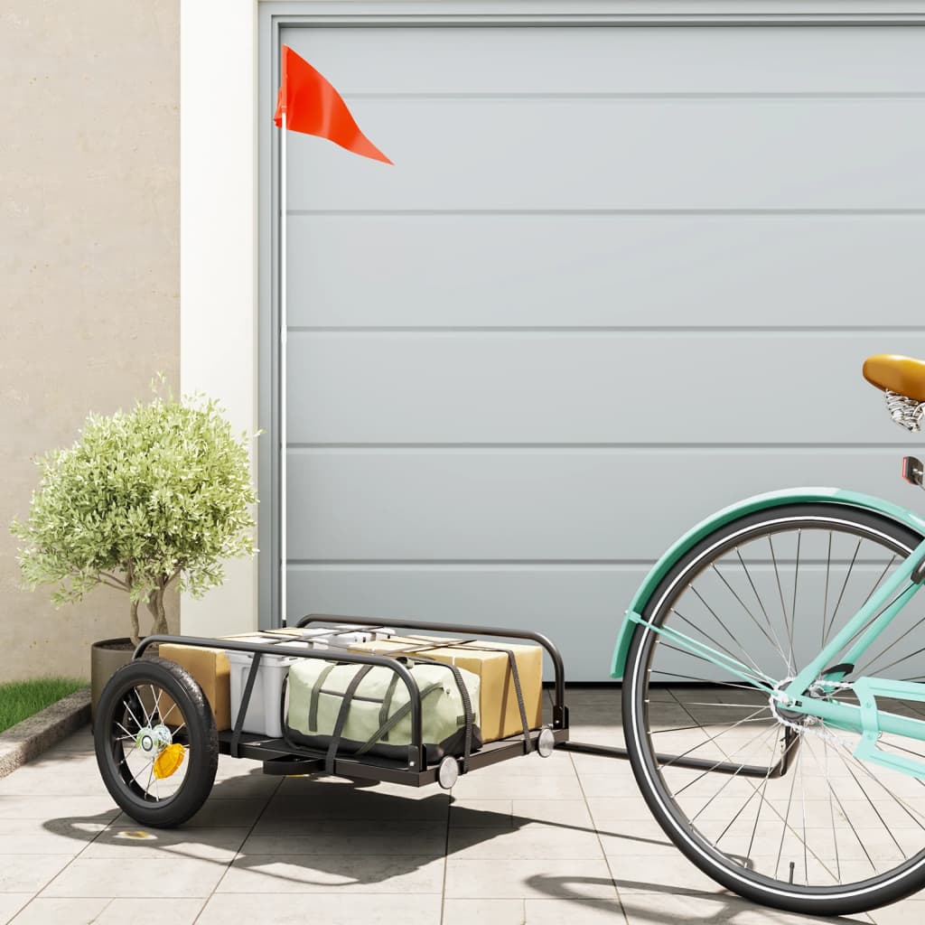 Fietstrailer 135x70x37 cm ijzer zwart