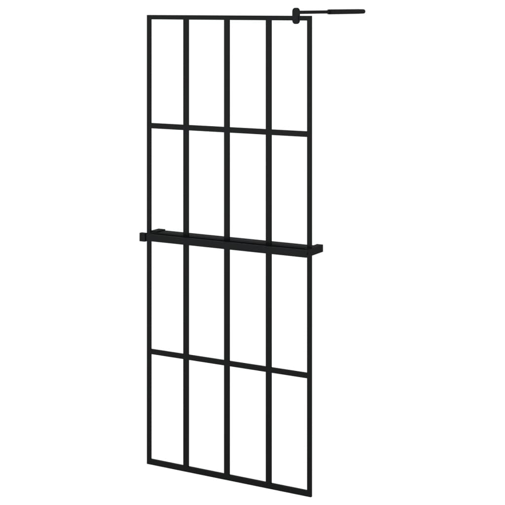 Inloopdouchewand met schap 118x190 cm ESG-glas aluminium