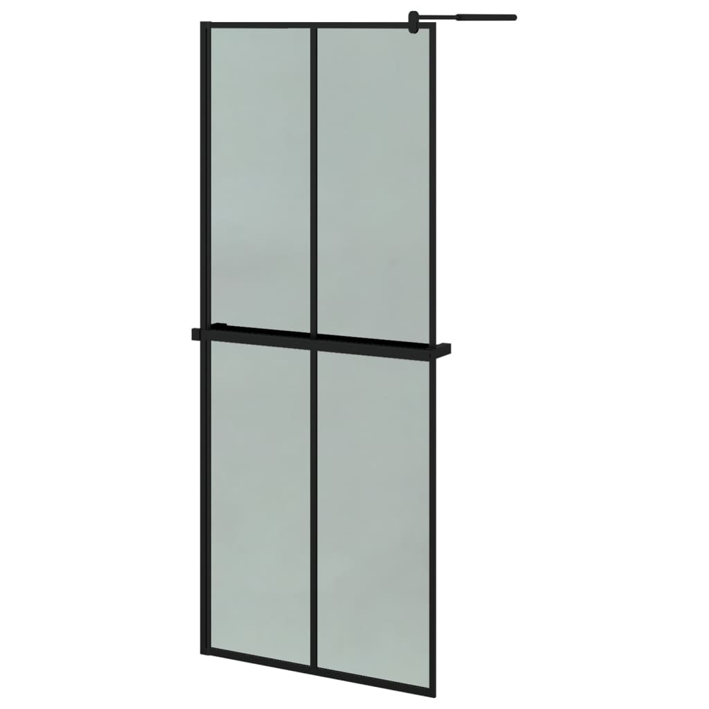 Inloopdouchewand met schap 118x190 cm ESG-glas aluminium zwart