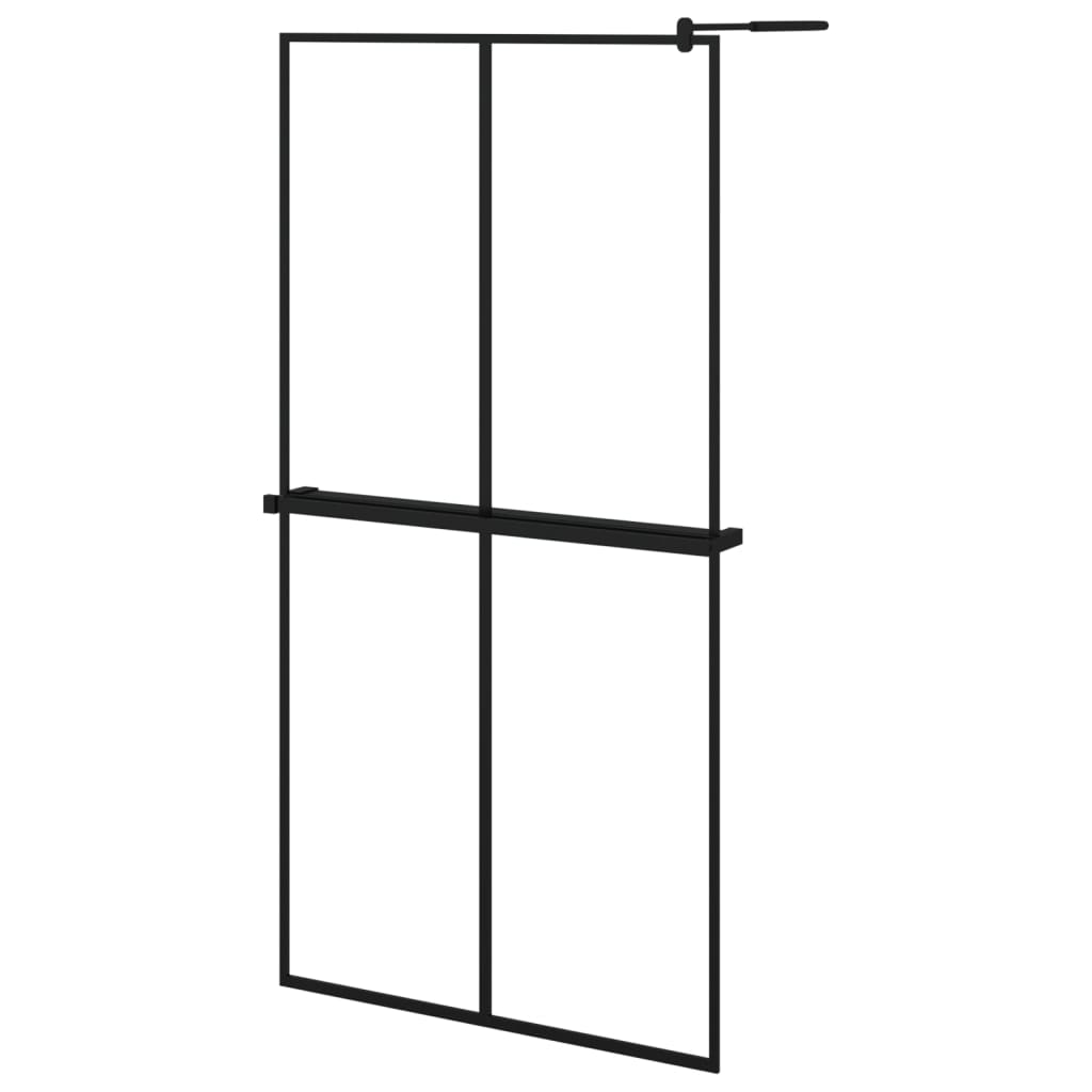 Inloopdouchewand met schap 118x190 cm ESG-glas aluminium