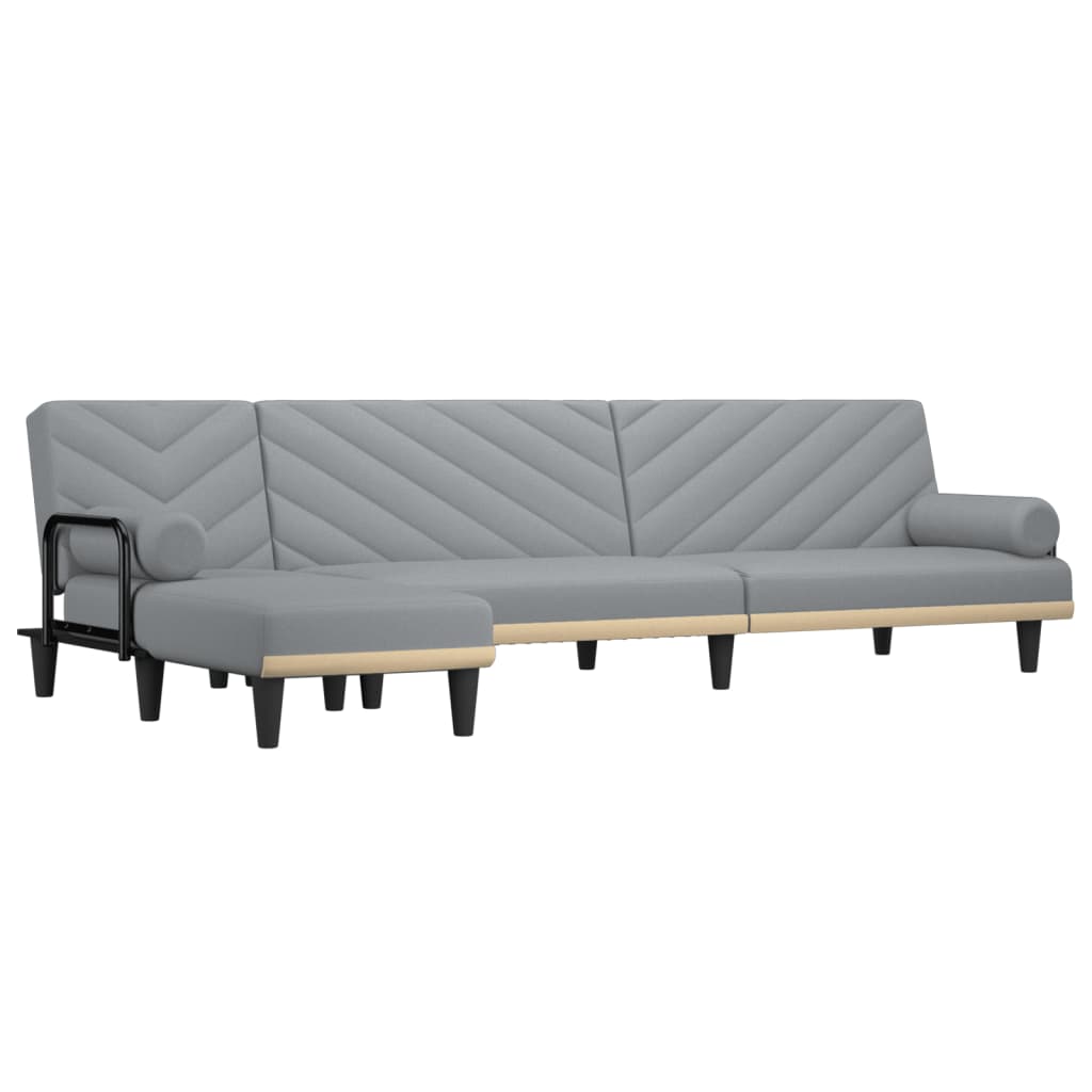 Canapé lit en L 260x140x70 cm tissu gris clair