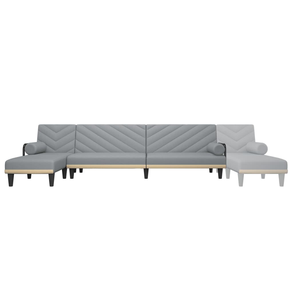 Canapé lit en L 260x140x70 cm tissu gris clair