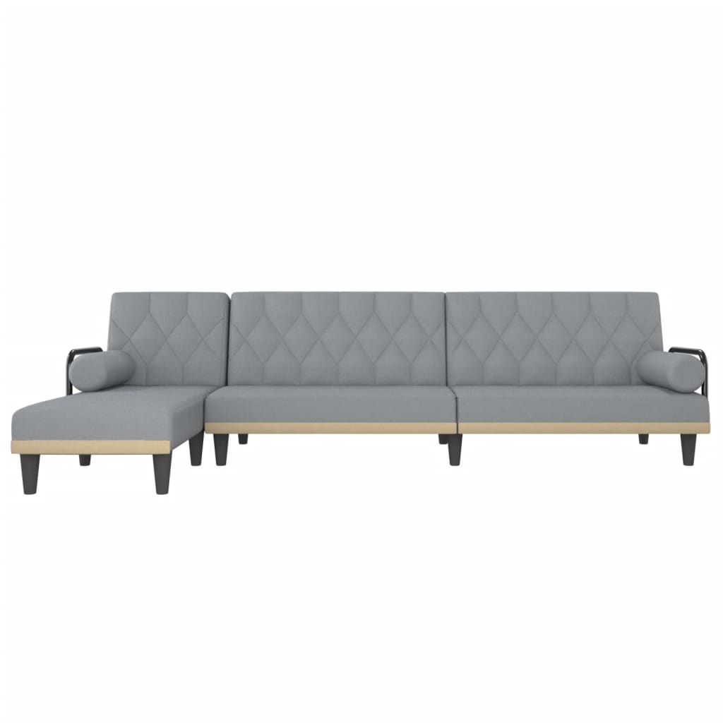 Canapé lit en L 260x140x70 cm tissu gris foncé