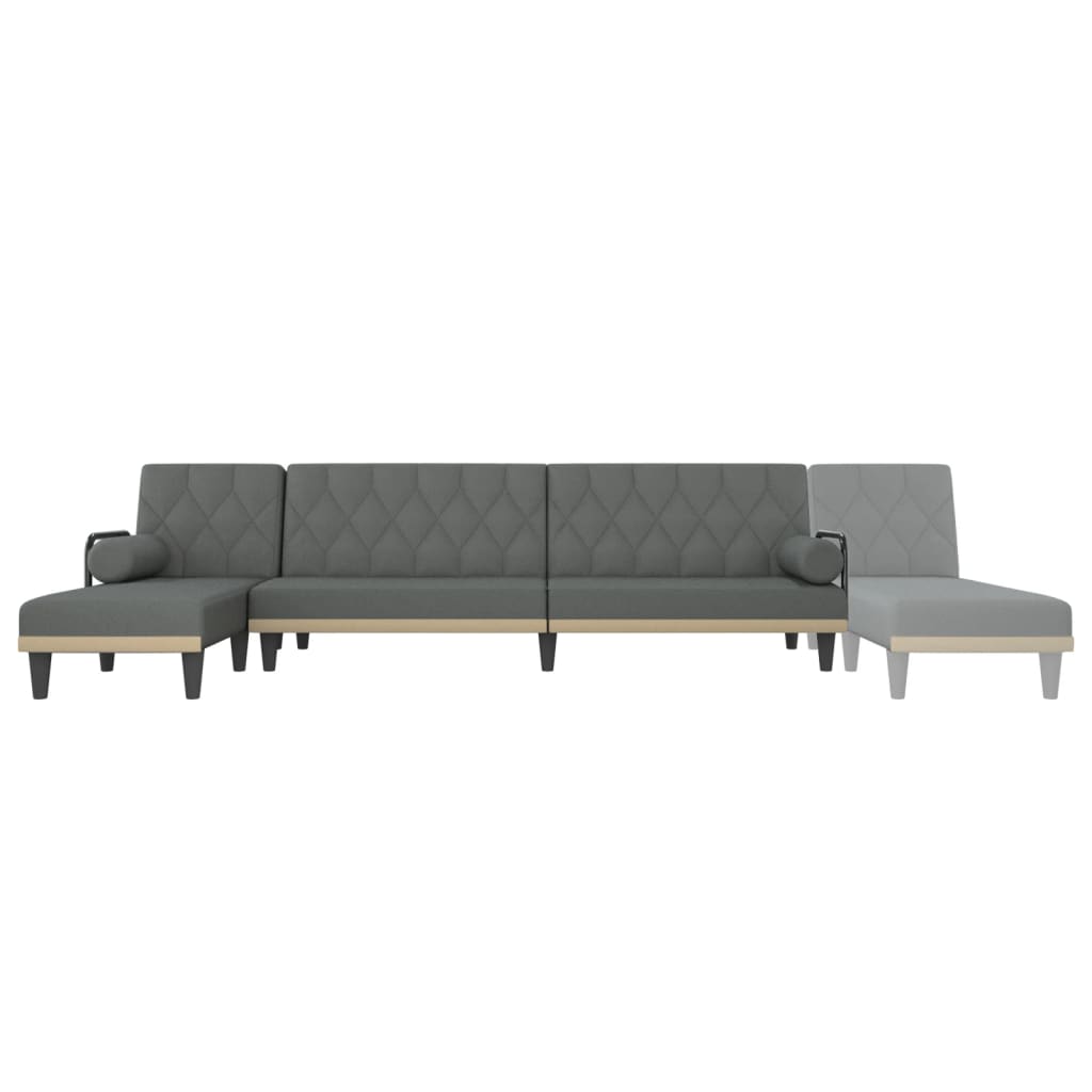 Canapé lit en L 260x140x70 cm tissu gris foncé