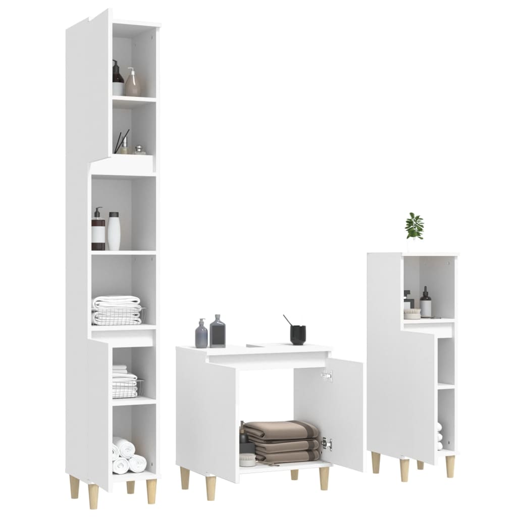 Ensemble de meubles de salle de bain 3 pièces en bois fini, couleur chêne