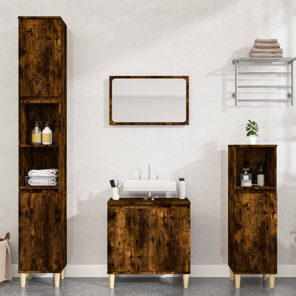 Ensemble de meubles de salle de bain 3 pièces en bois fini, couleur chêne