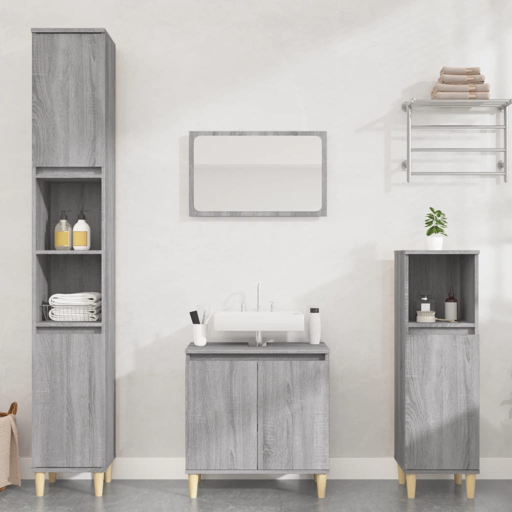 Ensemble de meubles de salle de bain 3 pièces en bois fini, couleur chêne