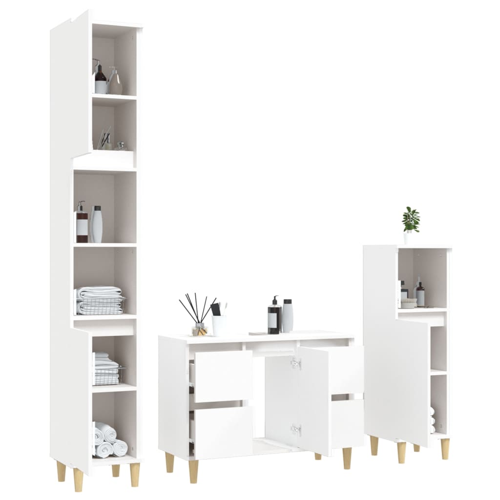 Ensemble de meubles de salle de bain 3 pièces en bois couleur chêne