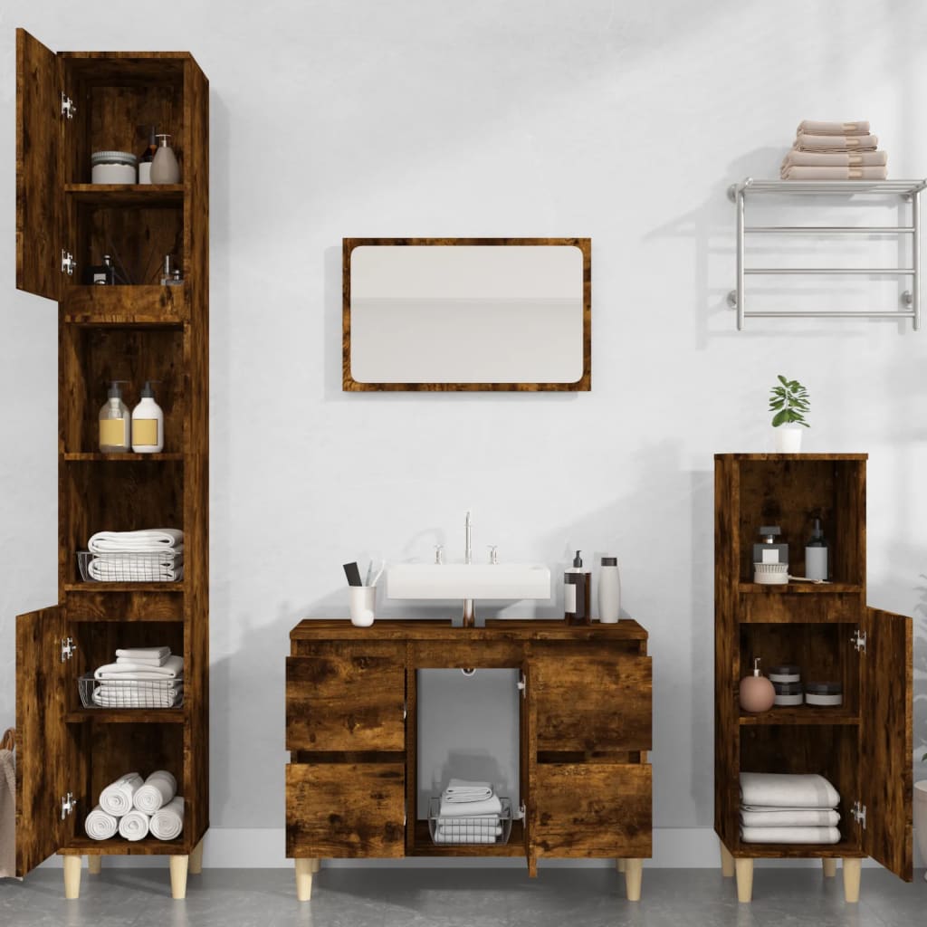 Ensemble de meubles de salle de bain 3 pièces en bois couleur chêne