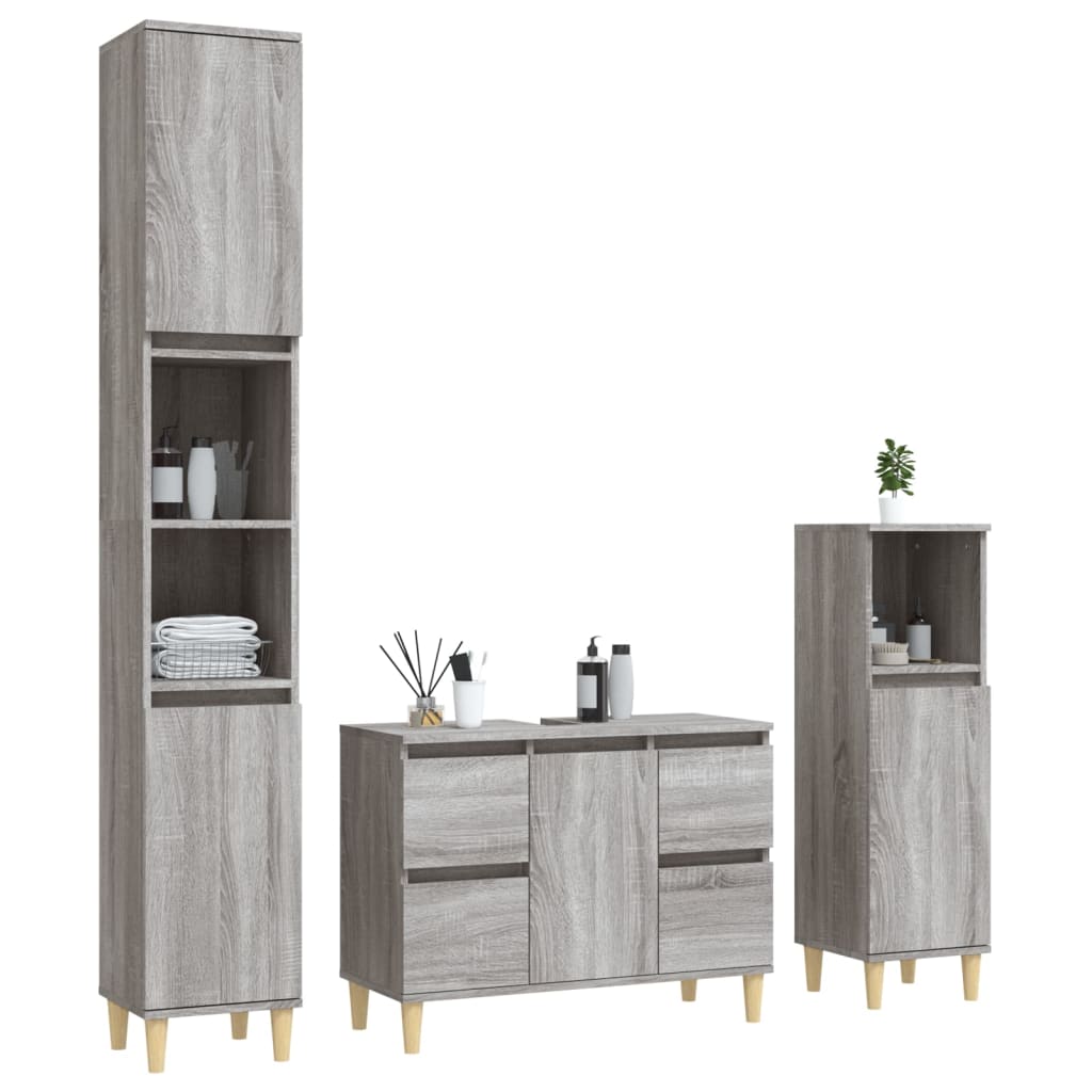 Ensemble de meubles de salle de bain 3 pièces en bois couleur chêne