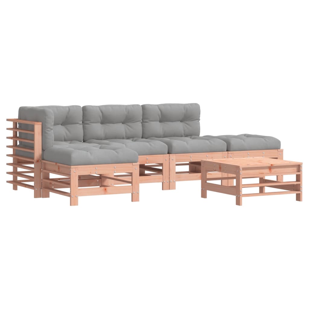 6-delige Loungeset met kussens massief hout