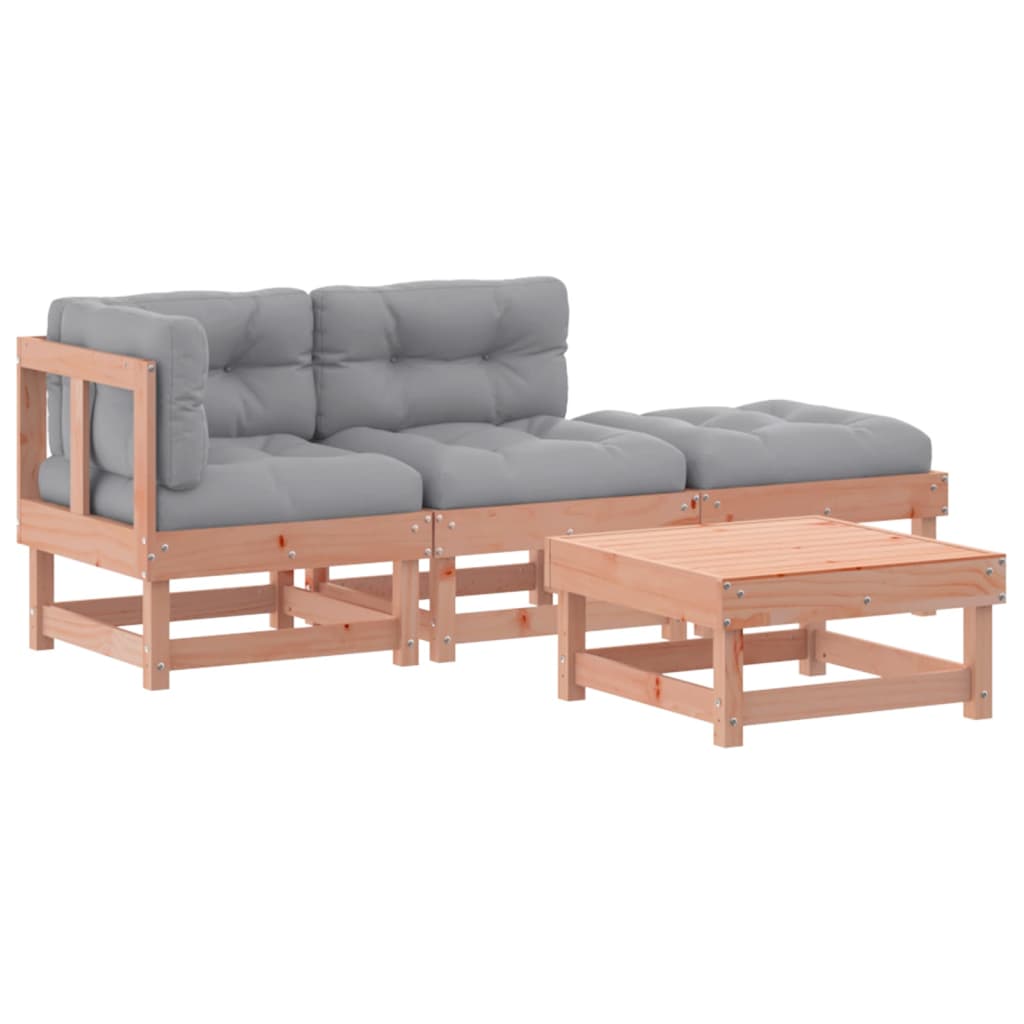 4-delige Loungeset met kussens massief hout