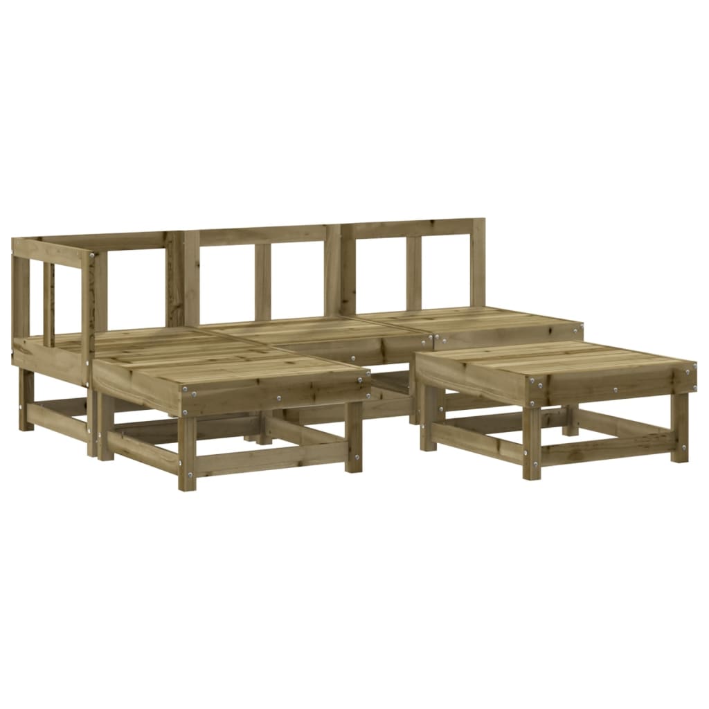 5-delige Loungeset met kussens massief hout