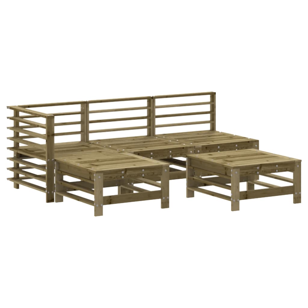 5-delige Loungeset met kussens massief hout