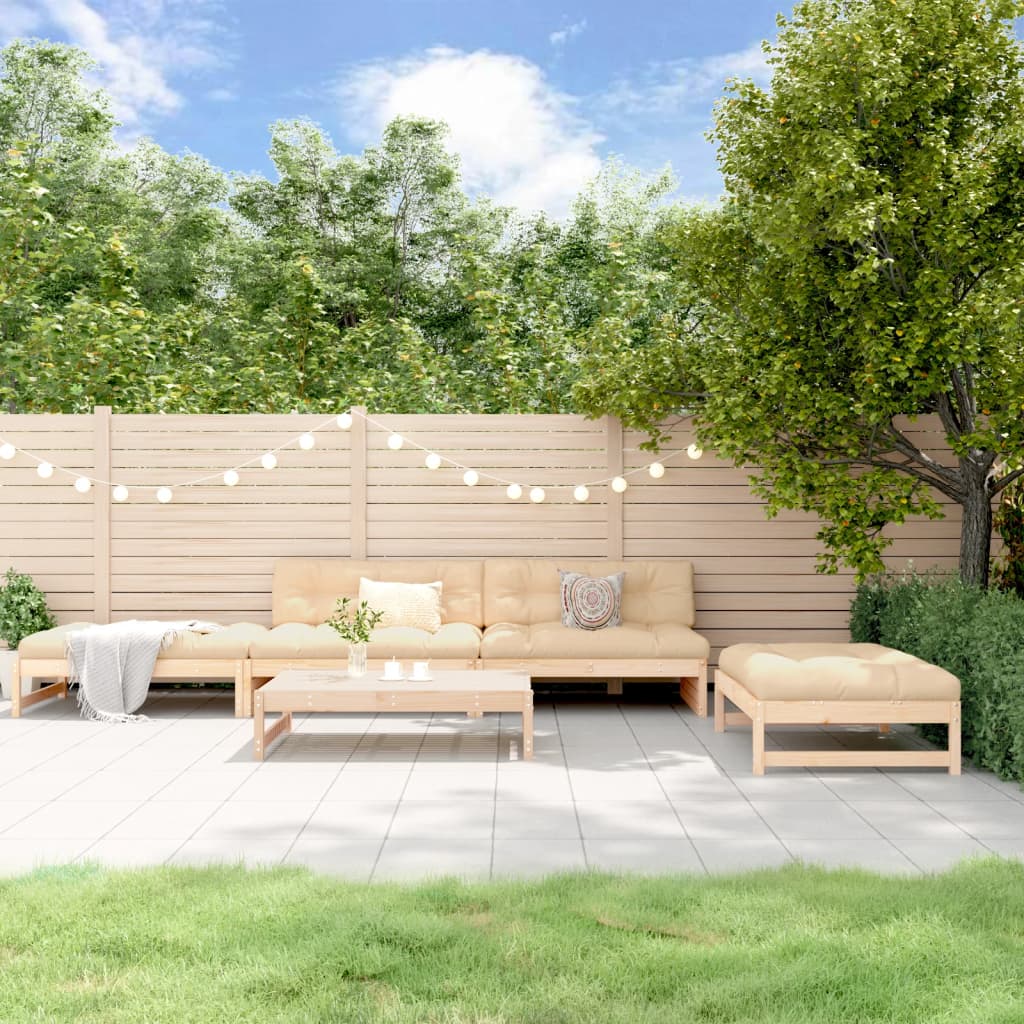 5-delige Loungeset met kussens massief hout