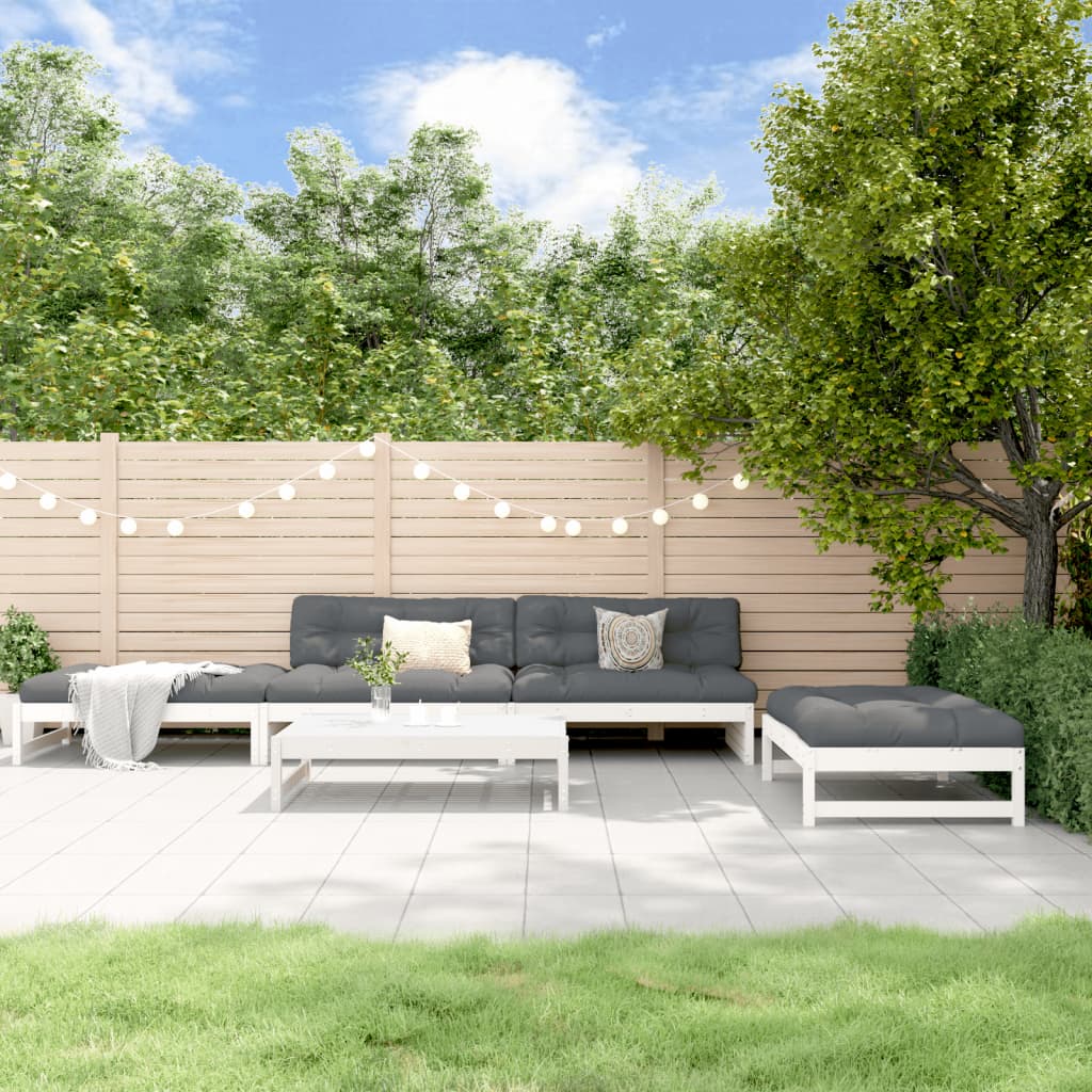 5-delige Loungeset met kussens massief hout