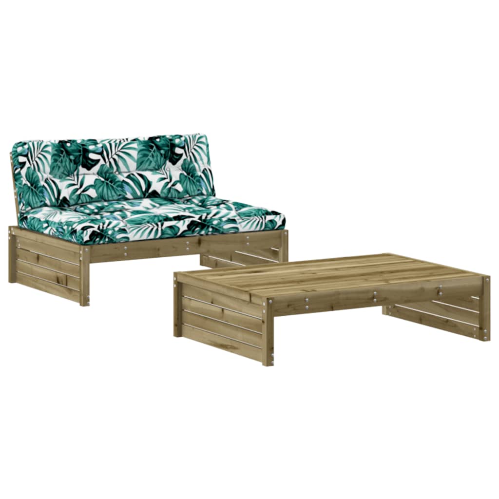 2-delige Loungeset met kussens massief hout