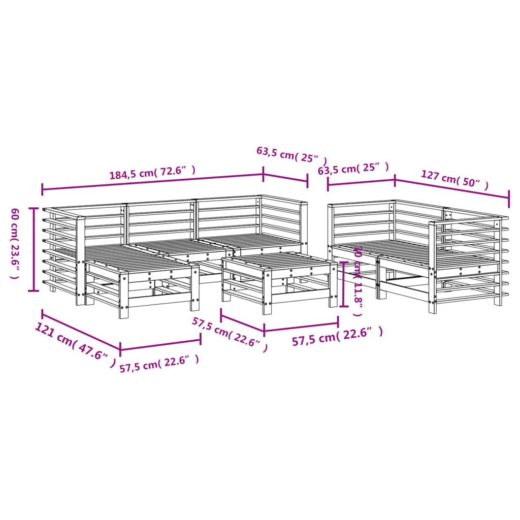 7-delige Loungeset massief