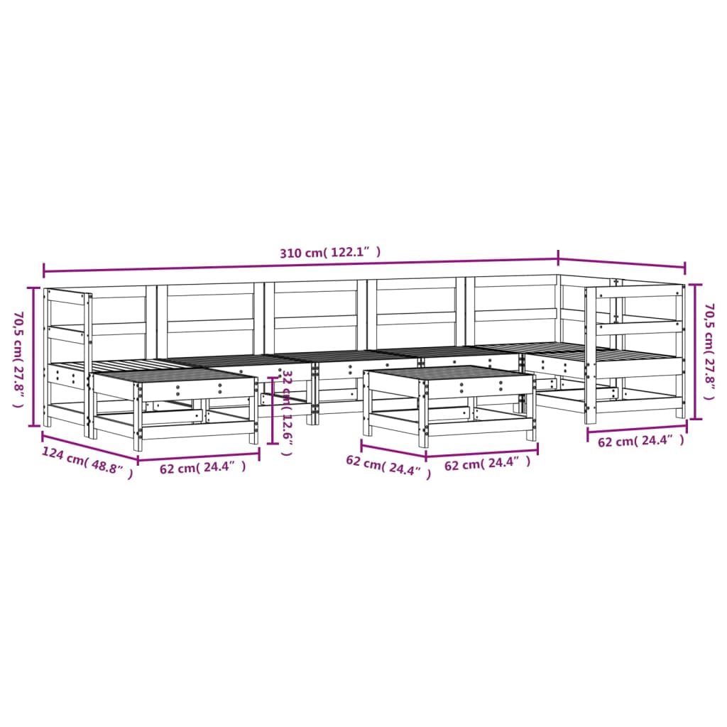 8-delige Loungeset massief