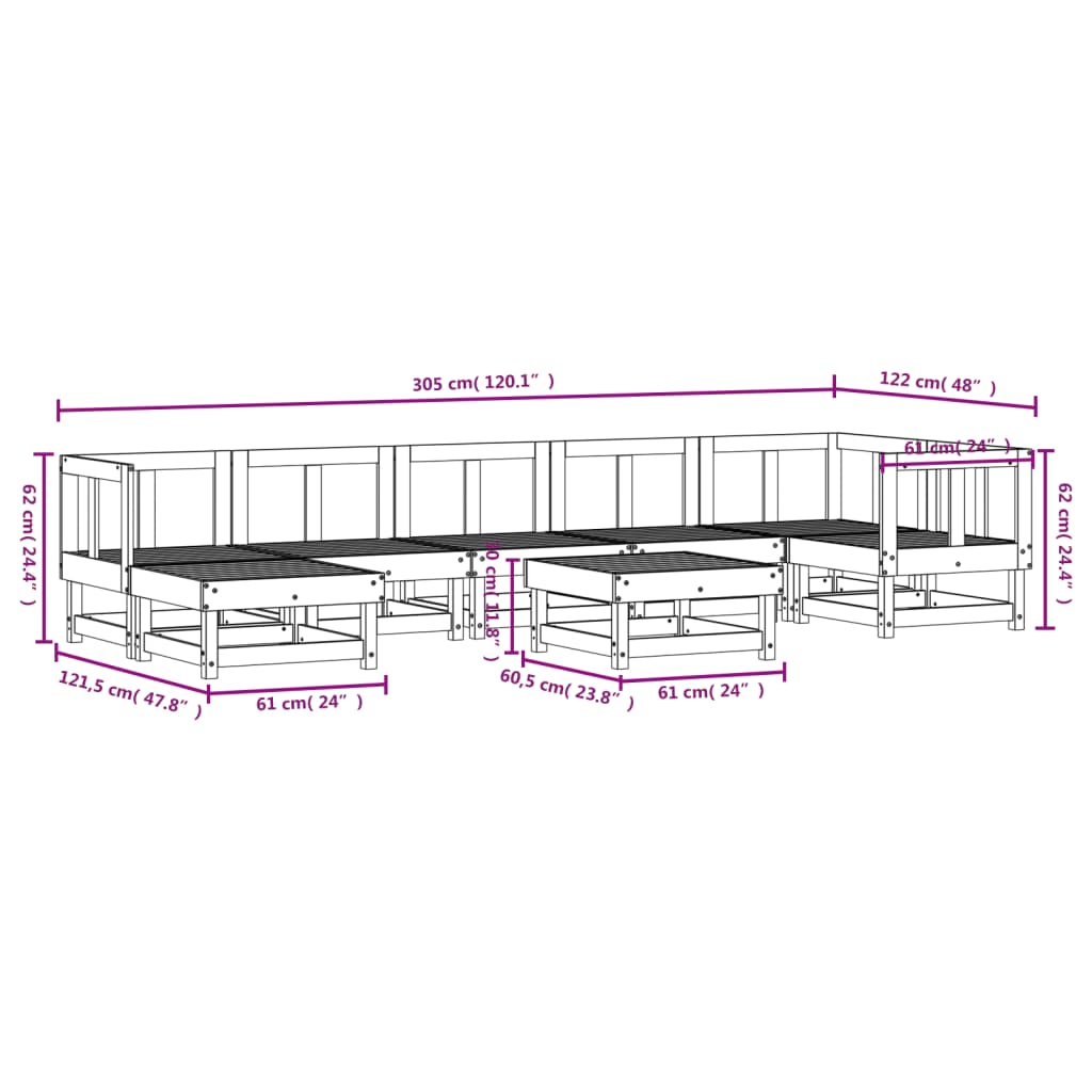 8-delige Loungeset massief