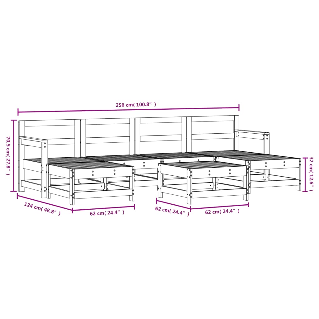 7-delige Tuinset massief