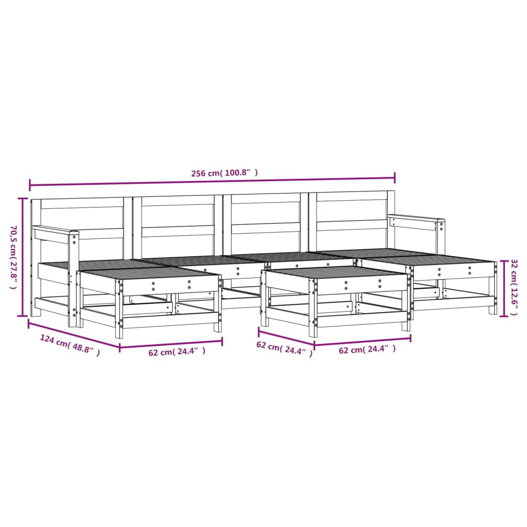 7-delige Loungeset massief