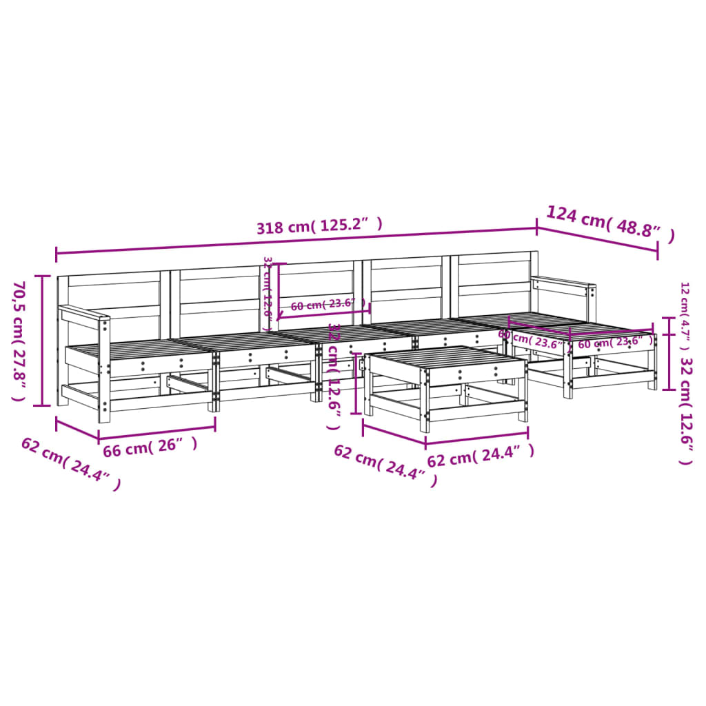 7-delige Loungeset massief