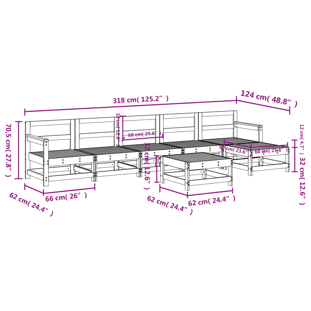 7-delige Loungeset massief