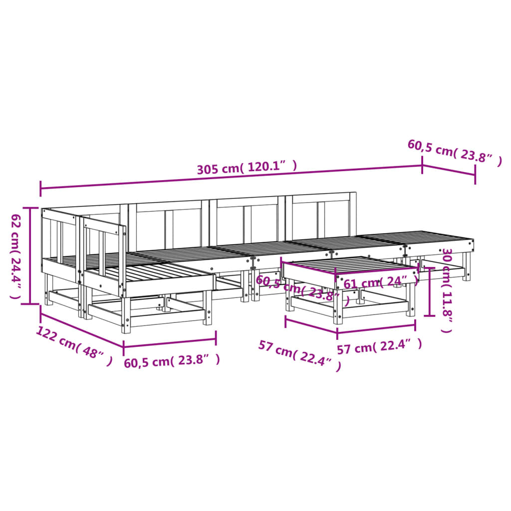 7-delige Loungeset massief