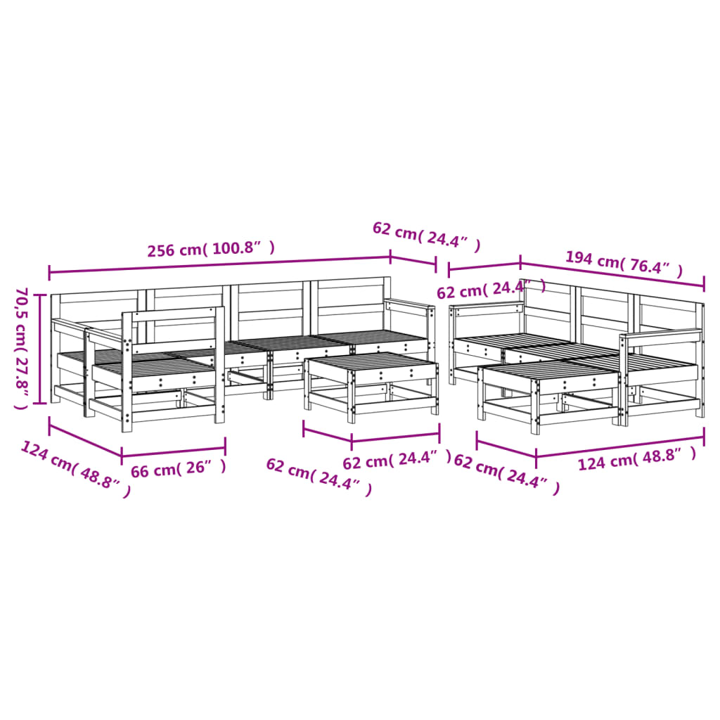 10-delige Loungeset massief