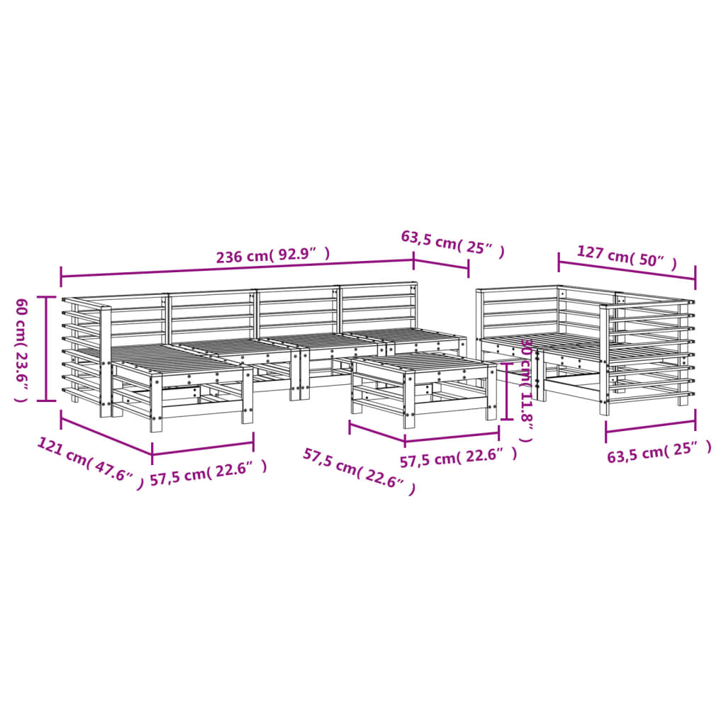 8-delige Loungeset massief