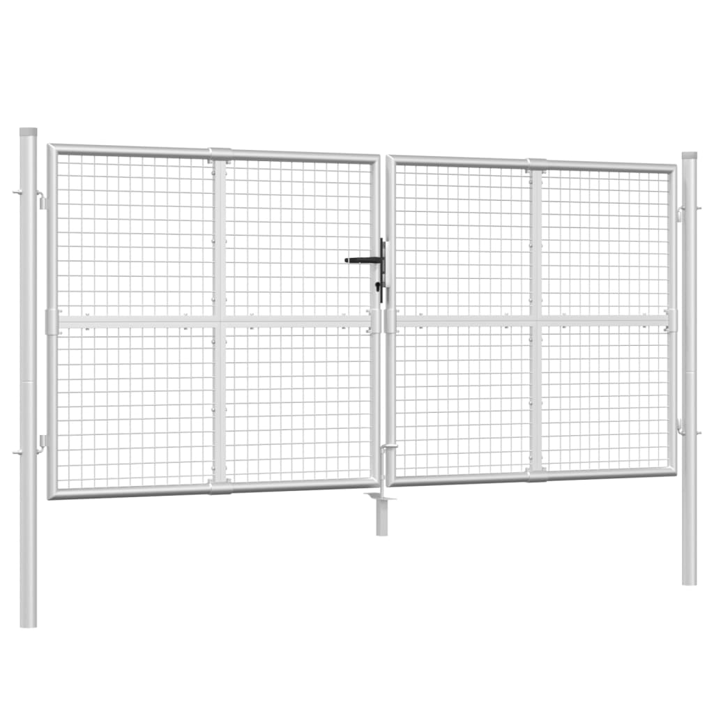 Portail grillagé 300x175 cm acier argenté