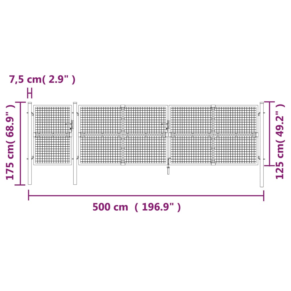 Poort 350x150 cm staal