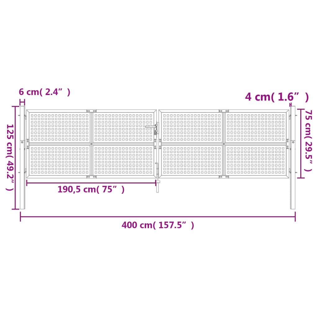 Portail 300x250 cm acier, anthracite