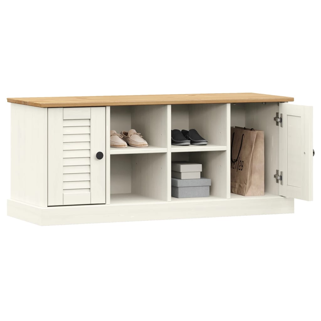 Schoenenbank VIGO 106x35x45 cm massief grenenhout grijs