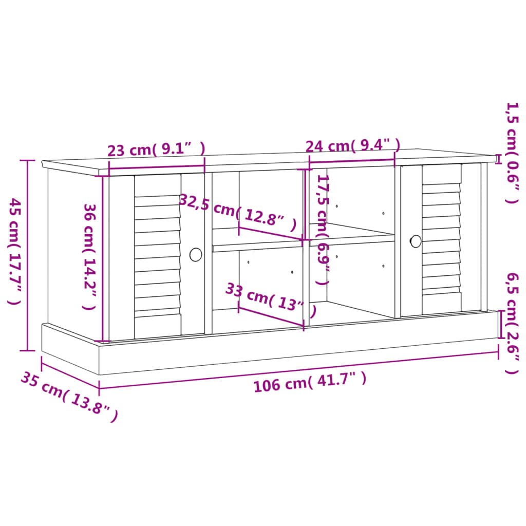 Schoenenbank VIGO 106x35x45 cm massief grenenhout grijs