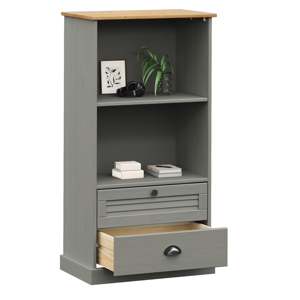 Boekenkast VIGO 60x35x114,5 cm massief grenenhout grijs