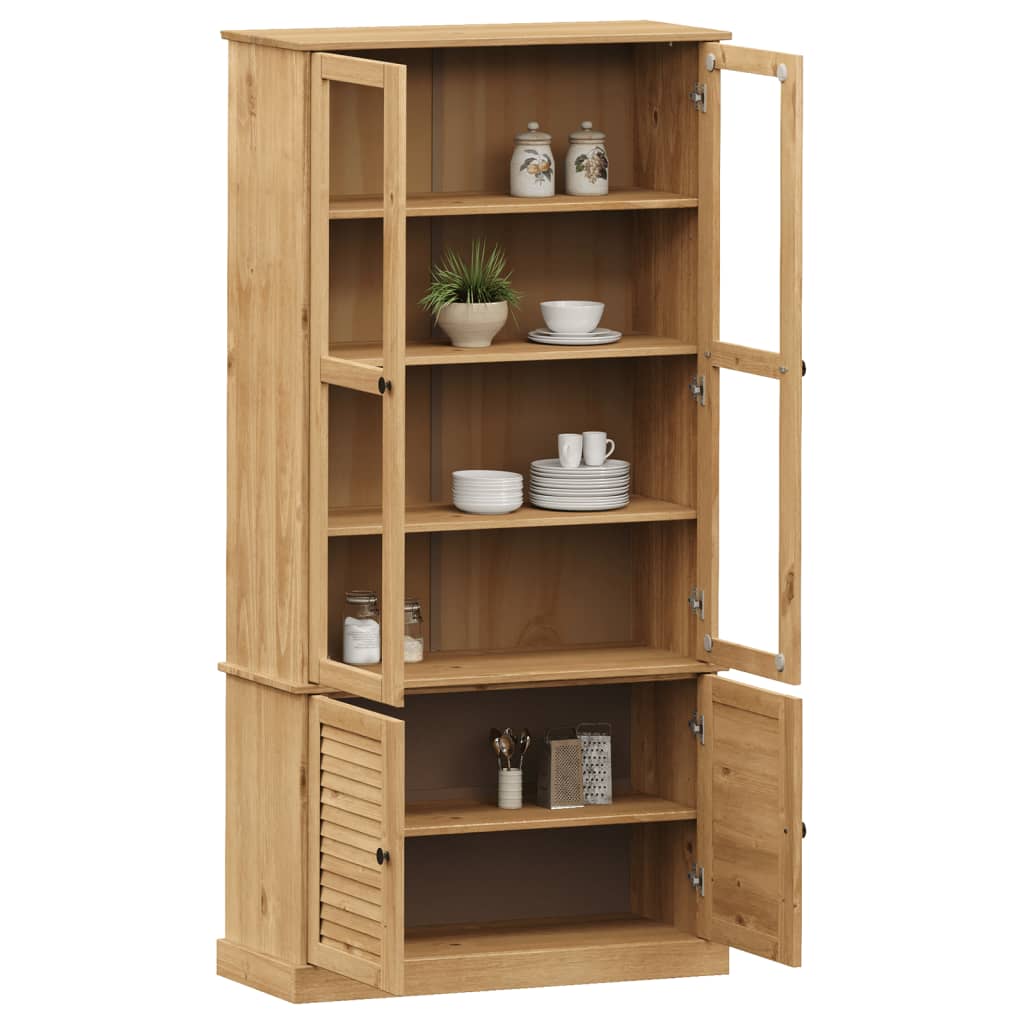 Vitrine VIGO 85x35x170 cm en bois de pin massif