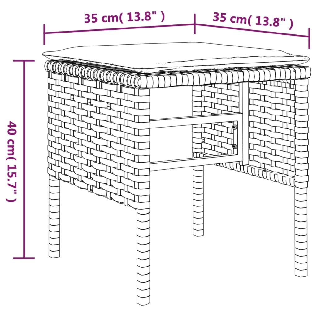 6-delige Tuinset met kussens poly rattan zwart