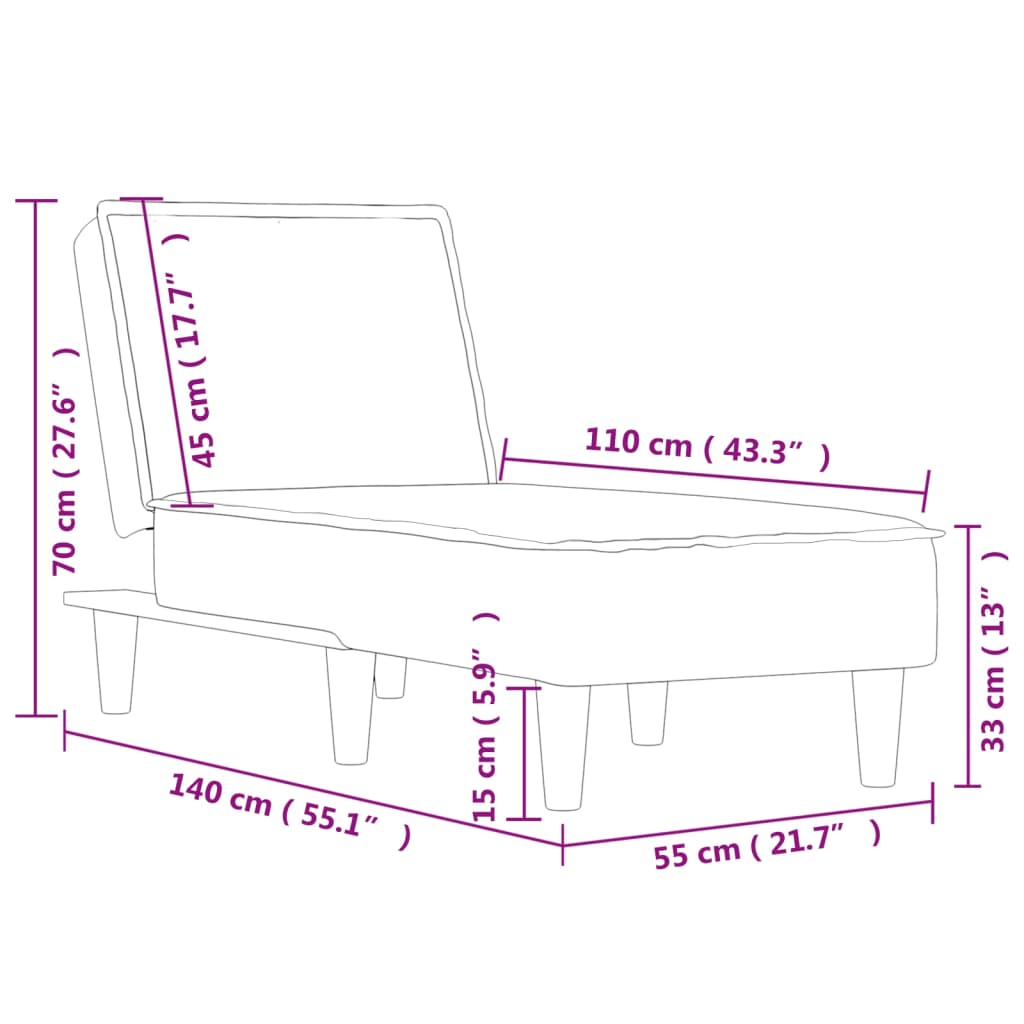 Chaise longue stof donkergrijs