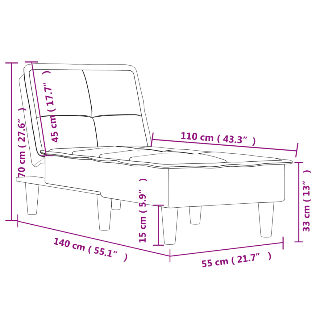 Chaise longue stof zwart