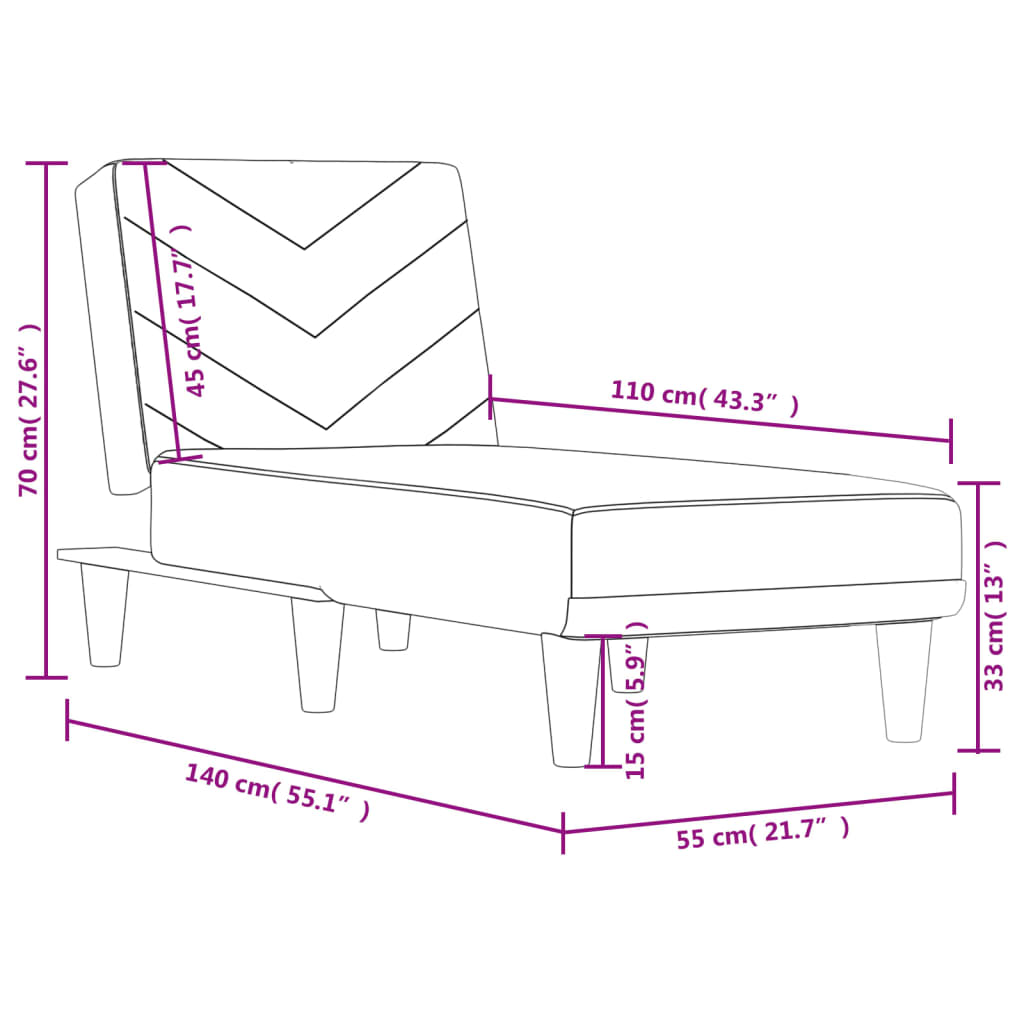 Chaise longue stof donkergrijs