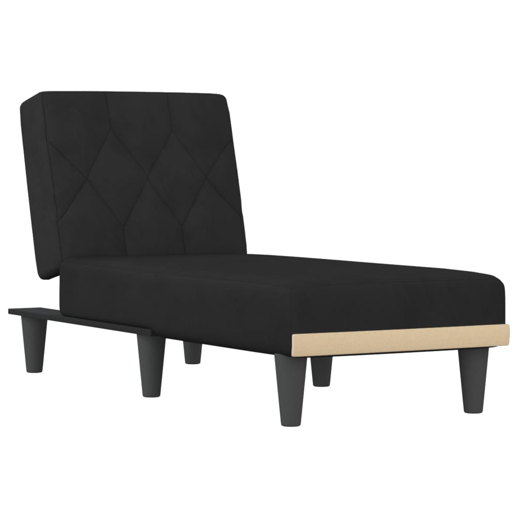 Chaise longue fluweel zwart